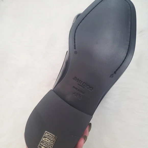 NWB Jimmy Choo Shiny Black Leather Oxford Shoe with Pearl Detailing - Picture 2 of 8